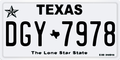 TX license plate DGY7978