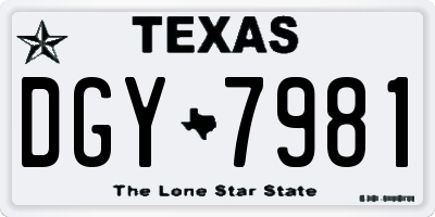 TX license plate DGY7981