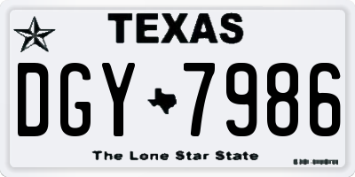 TX license plate DGY7986