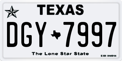 TX license plate DGY7997