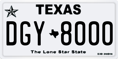 TX license plate DGY8000