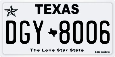 TX license plate DGY8006