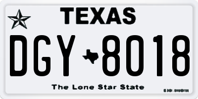 TX license plate DGY8018
