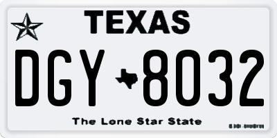 TX license plate DGY8032