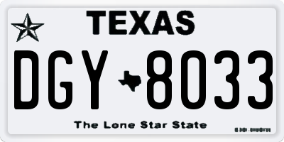TX license plate DGY8033