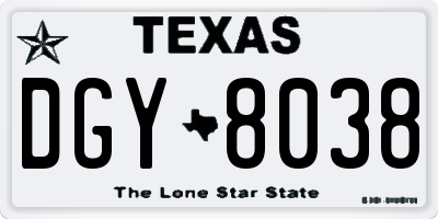 TX license plate DGY8038