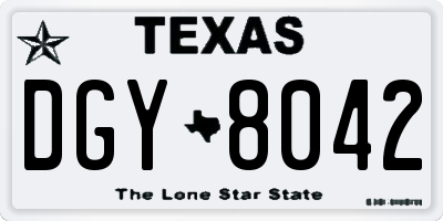 TX license plate DGY8042