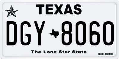 TX license plate DGY8060