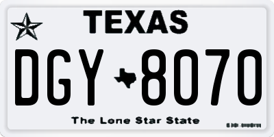 TX license plate DGY8070