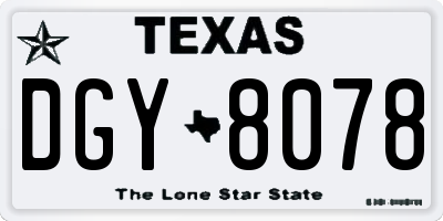 TX license plate DGY8078