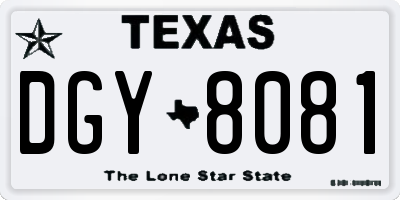 TX license plate DGY8081