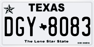 TX license plate DGY8083