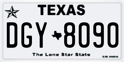 TX license plate DGY8090