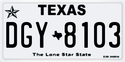 TX license plate DGY8103