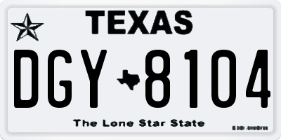 TX license plate DGY8104