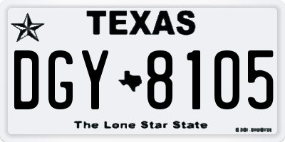 TX license plate DGY8105