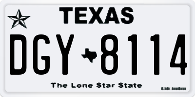 TX license plate DGY8114