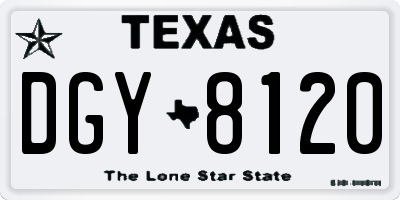TX license plate DGY8120