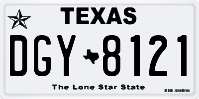 TX license plate DGY8121