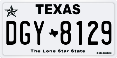 TX license plate DGY8129