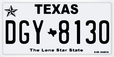TX license plate DGY8130