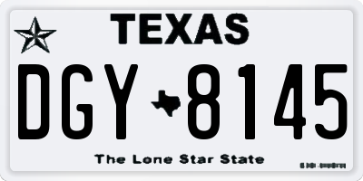 TX license plate DGY8145