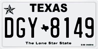 TX license plate DGY8149