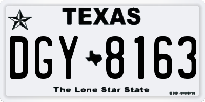TX license plate DGY8163