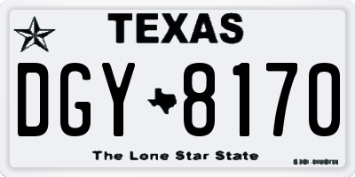TX license plate DGY8170