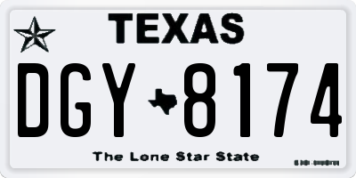 TX license plate DGY8174
