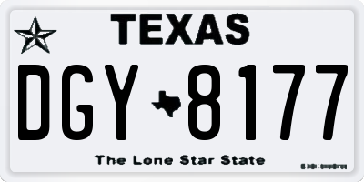 TX license plate DGY8177