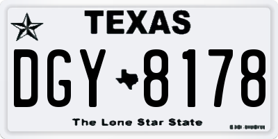 TX license plate DGY8178