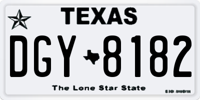 TX license plate DGY8182