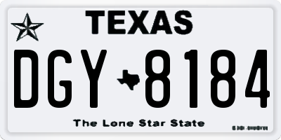TX license plate DGY8184