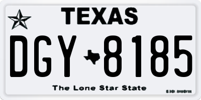 TX license plate DGY8185