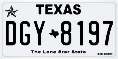 TX license plate DGY8197