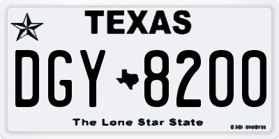 TX license plate DGY8200