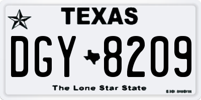 TX license plate DGY8209