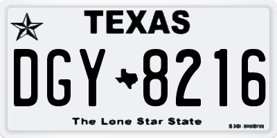 TX license plate DGY8216