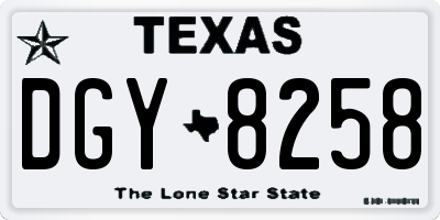 TX license plate DGY8258