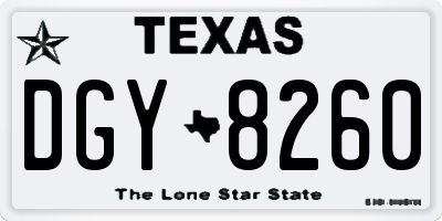TX license plate DGY8260