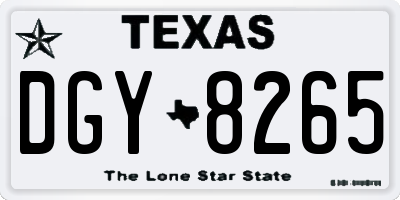 TX license plate DGY8265