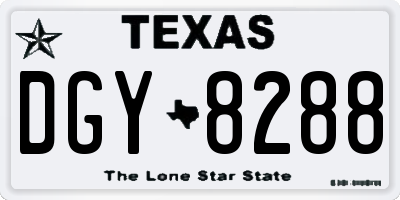 TX license plate DGY8288