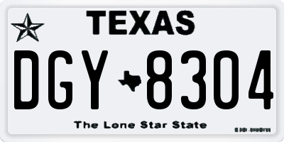 TX license plate DGY8304