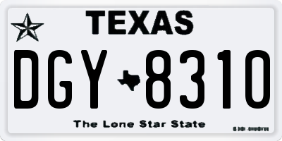 TX license plate DGY8310