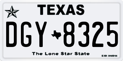 TX license plate DGY8325