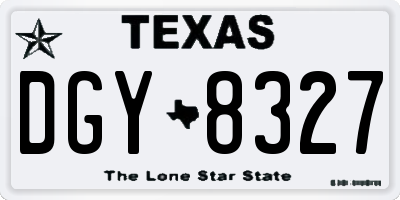 TX license plate DGY8327