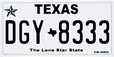 TX license plate DGY8333