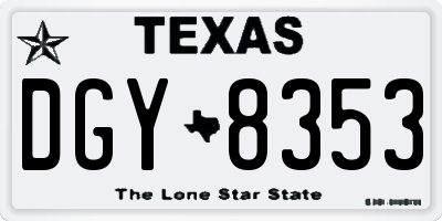 TX license plate DGY8353