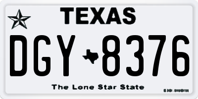 TX license plate DGY8376